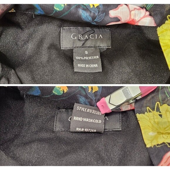 Gracia Womens Tiered Dress Floral Sheer Black Bloomcore Fairy Whimsy Small - Picture 3 of 16